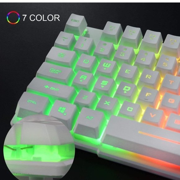 Rii RK100+ White Gaming Multicolor Keyboard USB - Picture 7 of 7